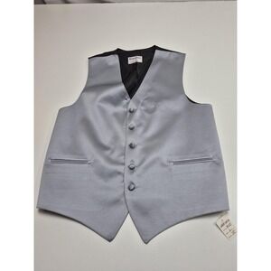 Tuxedo Park Vest Mens L Silver Polyester Satin Tuxedo Wedding Formal Prom USA